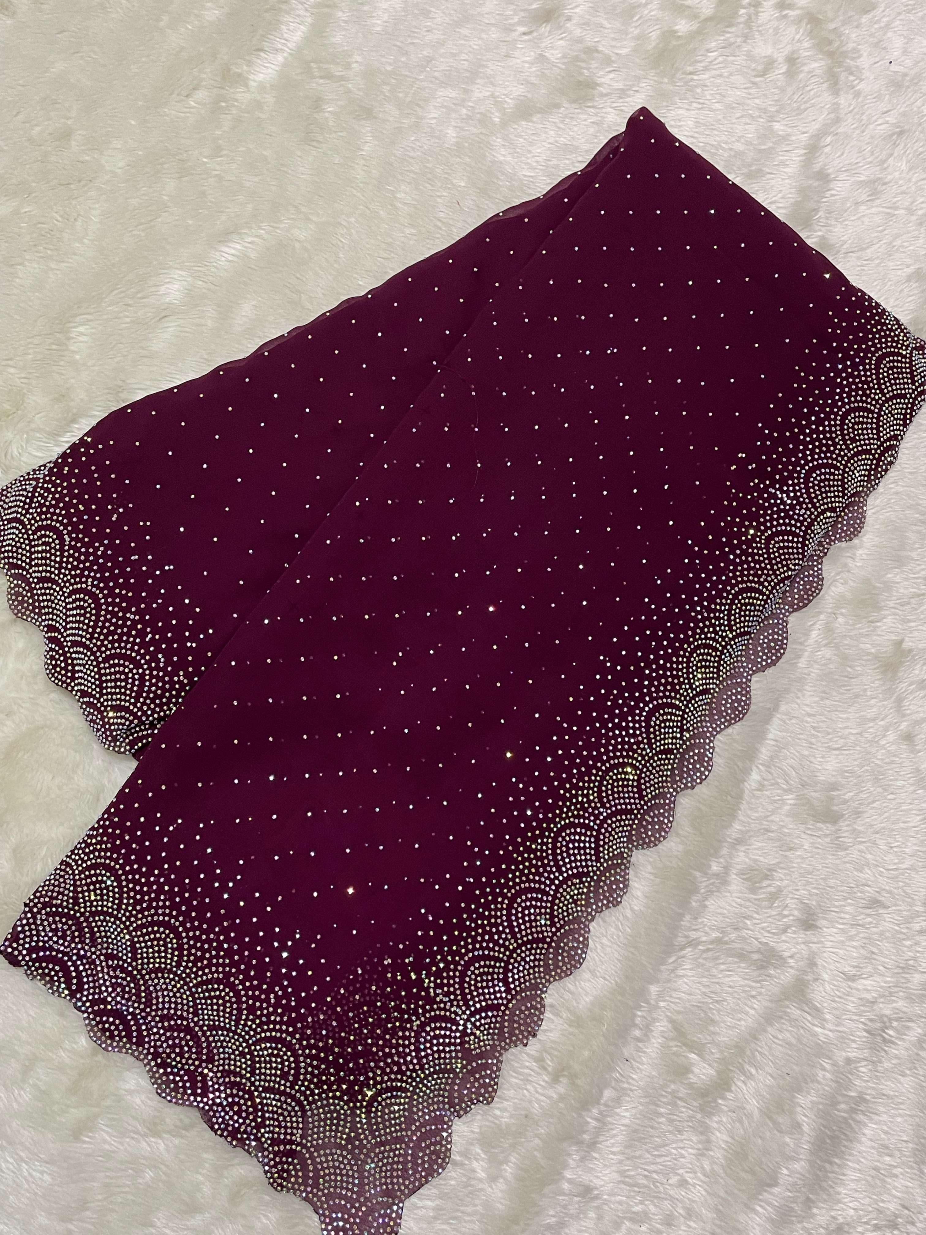 Indian White Gold Party Saree - Purple